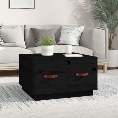 Table basse Noir 60x53x35 cm Bois massif de pin vidaXL (1/5)