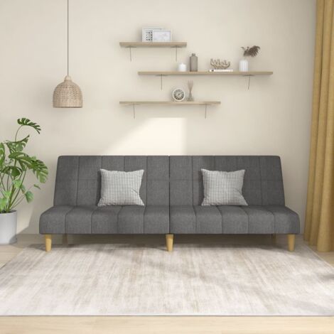 Vidaxl – Canapé-lit 2 places gris clair en tissu – Dimensions 200x100cm – Cadre en bois robuste – Idéal pour petits espaces - vidaXL99425 (1/5)