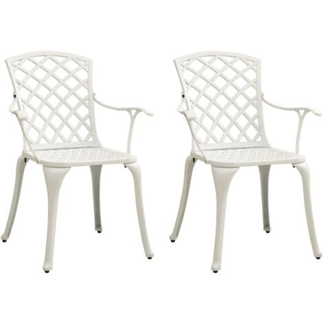 vidaXL Chaises de jardin lot de 2 Aluminium coulé Blanc (1/5)