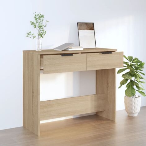 Vidaxl – Table console chêne sonoma 90x36x75 cm – Bois d'ingénierie – 2 tiroirs – Surface résistante à l'humidité – Design épuré