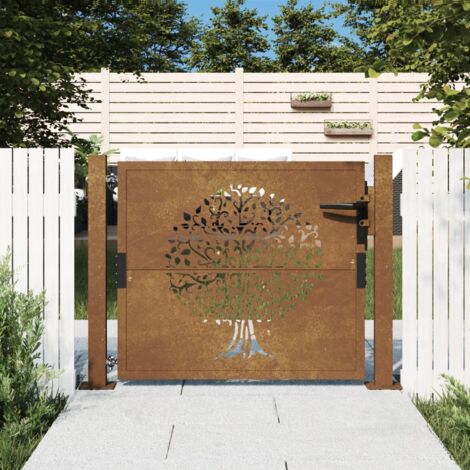 Portail de jardin 105x105 cm acier corten conception de l arbre