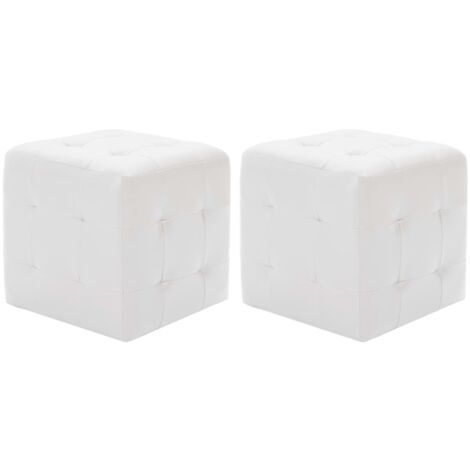 Vidaxl – Pouf 2 pcs blanc 30x30x30 cm en similicuir – Rembourrage confortable – Résistant aux taches – Pour intérieur moderne