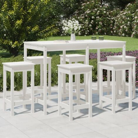 Ensemble de bar de jardin 7 pcs blanc bois de pin massif vidaXL (1/5)