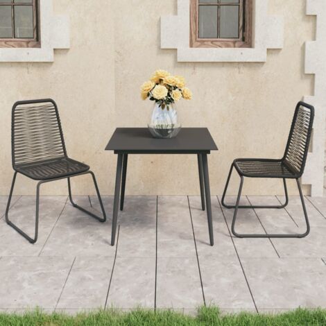 Ensemble à manger de jardin 3 pcs PVC résine tressée noir vidaXL (1/5)