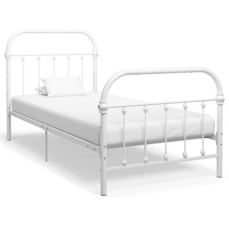 Vidaxl – Cadre de lit métal 90x200 cm – Structure robuste avec lattes – Design élégant et classique – Pour matelas 90x200 cm (1/5)