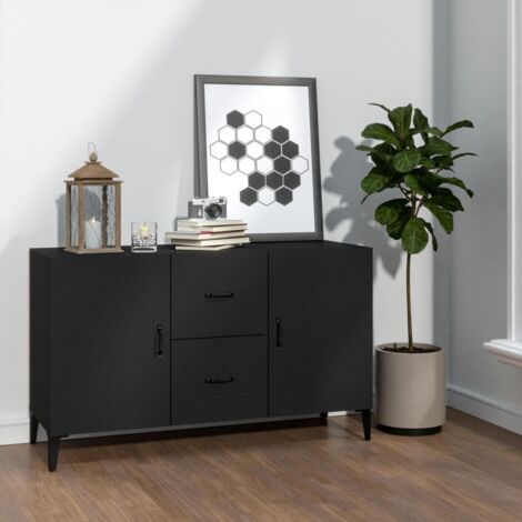 Vidaxl – Buffet noir 100x36x60 cm en bois d'ingénierie – 2 portes et 2 tiroirs – Rangement spacieux et design élégant