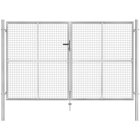Porte de jardin Acier galvanisé 306x200 cm Argenté vidaXL