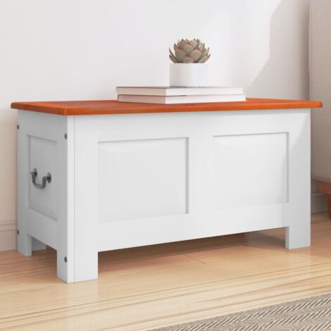 Coffre de rangement et couvercle marron et blanc bois d'acacia vidaXL