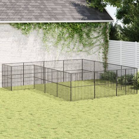 Vidaxl – Parc pour chien 16 panneaux noir en acier galvanisé – Dimensions 403 x 400 x 100 cm – Pour animaux jusqu'à 50 kg – Assemblage requis