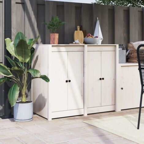 Vidaxl – Portes de cuisine d'extérieur 2 pcs – Bois de pin massif blanc – Dimensions 50 x 9 x 82 cm – Installation rapide avec trous prépercés