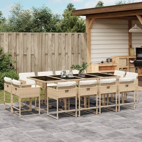 vidaXL Ensemble à manger de jardin et coussins 13 pcs beige