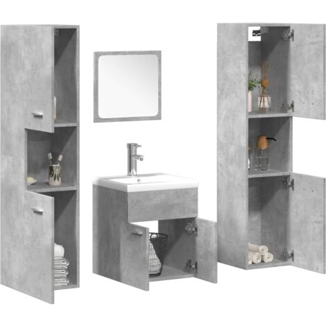 vidaXL Ensemble de meubles de salle de bain 5 pcs gris béton (1/5)
