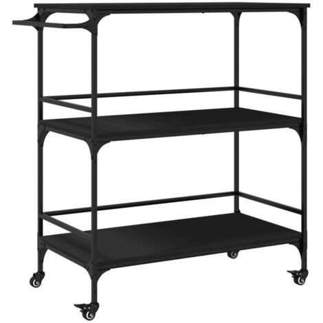 Chariot de cuisine noir 100,5x50x105 cm bois d'ingénierie vidaXL (1/5)