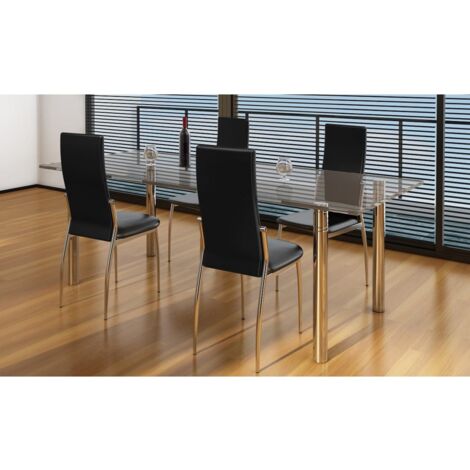 Lot de 4 Chaises Scandinave - Chaises de salle à manger noir similicuir vidaXL (1/5)