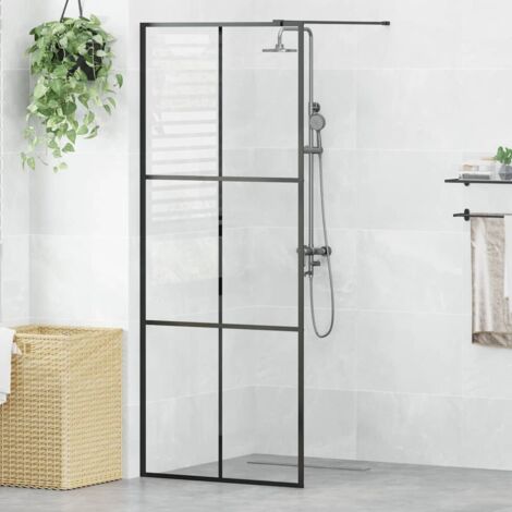 Paroi de douche avec verre ESG transparent 80x195 cm Noir vidaXL
