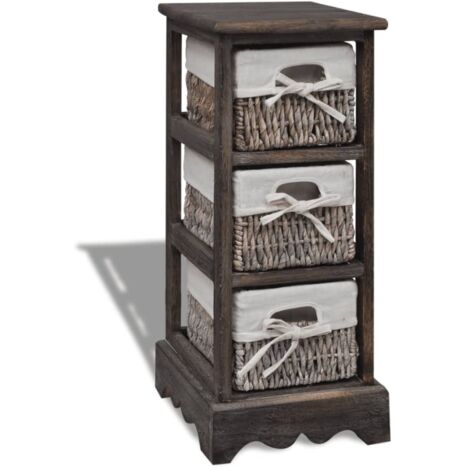Étagère de rangement Bois Marron 3 paniers en tissage vidaXL