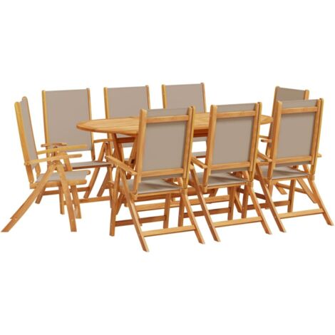 vidaXL Ensemble à manger de jardin 9pcs bois d'acacia solide textilène