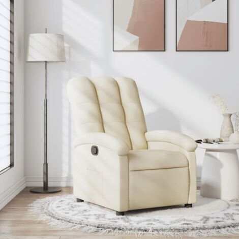 Vidaxl – Fauteuil relax inclinable crème en tissu – Inclinaison manuelle jusqu'à 135° – Rembourrage en mousse et fibre – Dimensions 70x93x101 cm