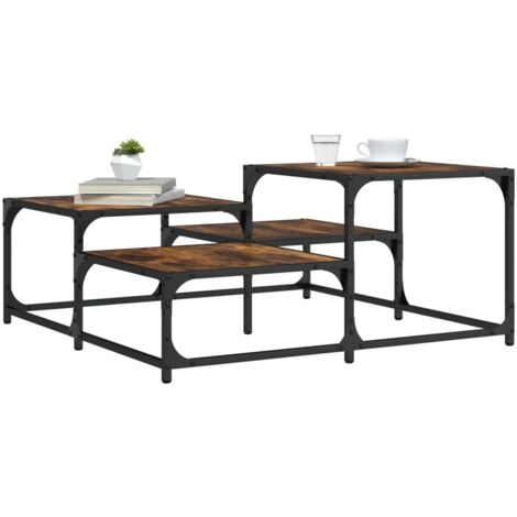 vidaXL Table basse chêne fumé 87,5x87,5x40cm bois d'ingénierie (1/5)