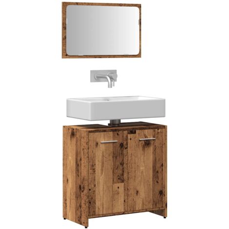 vidaXL Bathroom Cabinet with Mirror Old Wood Engineered Wood