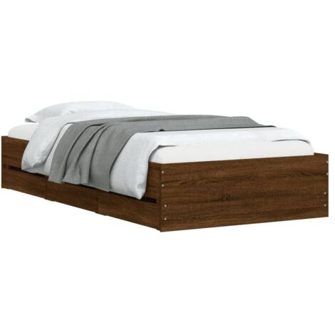 Cadre de lit avec tiroirs sans matelas chêne marron 75x190 cm vidaXL