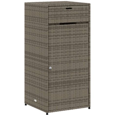 Vidaxl – Armoire de jardin gris 55x55x111 cm – Résine tressée – Cadre en acier enduit de poudre – Grand espace de rangement