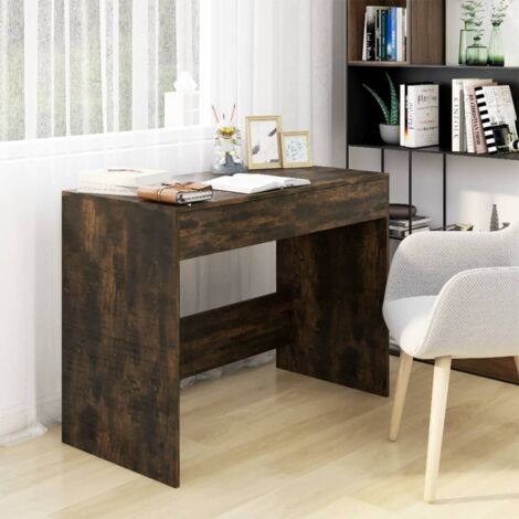 Bureau Moderne Bureau droit - Table de bureau Chêne fumé 101x50x76,5 cm Aggloméré vidaXL (1/5)