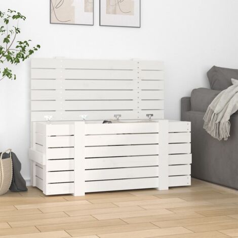 vidaXL Storage Box White 91x40,5x42 cm Solid Wood Pine