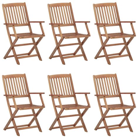 Chaises pliables d'extérieur lot de 6 Bois d'acacia solide vidaXL