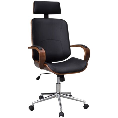 Chaise Fauteuil de bureau Style Moderne avec appuie-tête Bois cintré Similicuir vidaXL