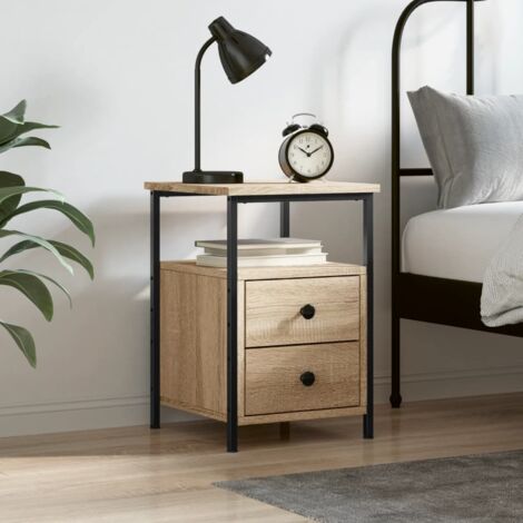 Vidaxl – Table de chevet chêne sonoma 34x35,5x50 cm – Bois d'ingénierie avec cadre en fer – 4 pieds réglables pour stabilité sur surfaces inégales