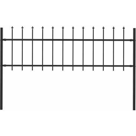 Vidaxl – Clôture de jardin en acier enduit de poudre 1,8 m – Panneau avec pointes de lance – 2 poteaux inclus – Barrière sécurisée et durable