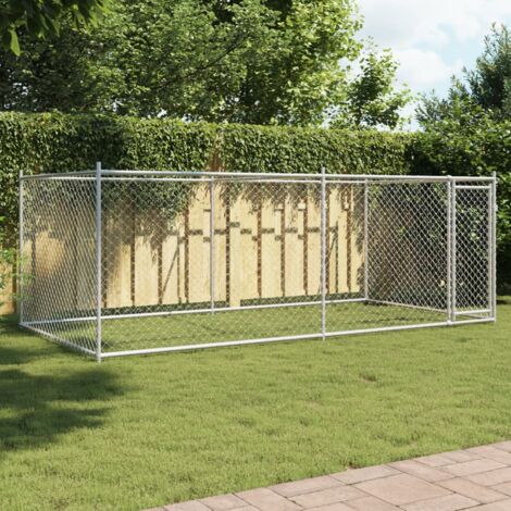 Vidaxl – Cage pour chien avec porte 4x2x1,5 m – Acier galvanisé – Enclos sécurisé pour animaux – Installation facile