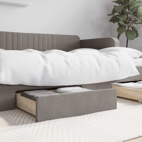 vidaXL Tiroirs de lit 2 pcs taupe bois d'ingénierie et tissu (1/5)