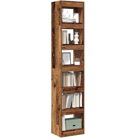 Vidaxl – Bibliothèque cloison de séparation vieux bois 40x30x198 cm – Bois d'ingénierie résistant à l'humidité – Rangement pour livres et objets décoratifs (1/5)