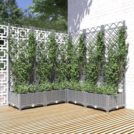vidaXL Jardinière avec treillis Gris clair 120x120x121,5 cm PP (1/5)