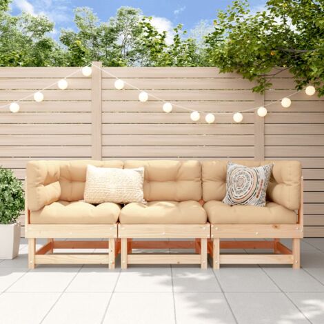 Vidaxl – Salon de jardin 3 pcs en bois de pin massif – Design modulaire – Dimensions 183 x 61 x 62 cm – Confort d'assise avec accoudoirs