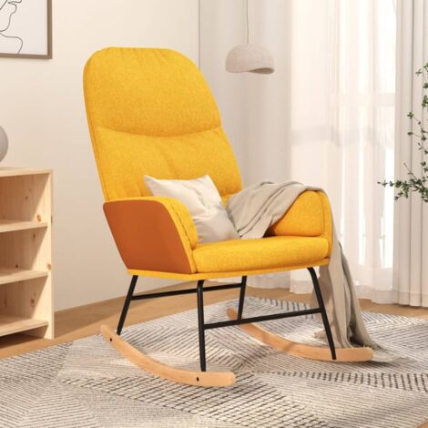 Chaise à bascule Jaune moutarde Tissu vidaXL (1/5)