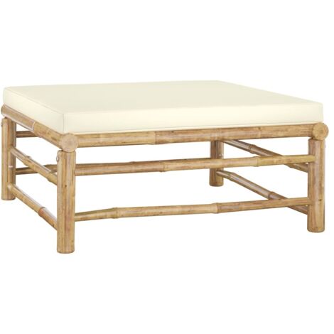 vidaXL Repose-pied de jardin avec coussin blanc crème Bambou (1/5)