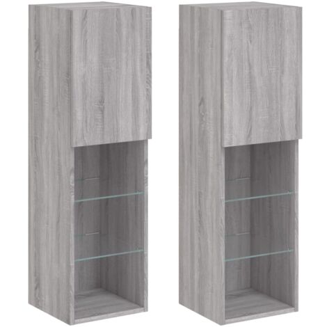 Meubles TV avec lumières LED 2 pcs sonoma gris 30,5x30x102 cm vidaXL
