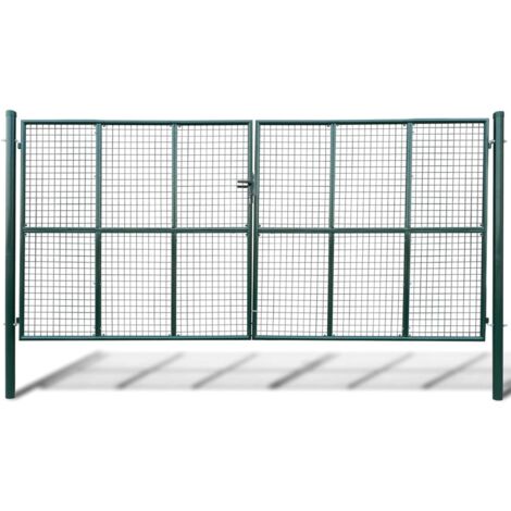 Vidaxl – Portail grillagé en maille 400 x 175 cm – Acier galvanisé avec finition enduite de poudre – Charnière à boulon pour verrouillage rapide