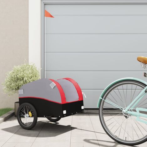 Remorque de vélo noir et rouge 30 kg fer vidaXL191493
