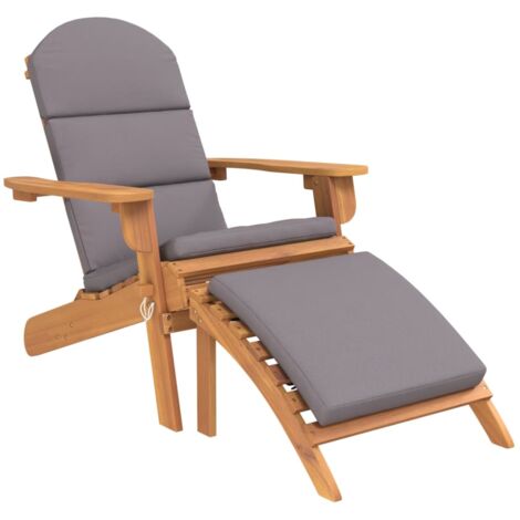 Chaise de jardin Adirondack et repose pieds bois massif acacia