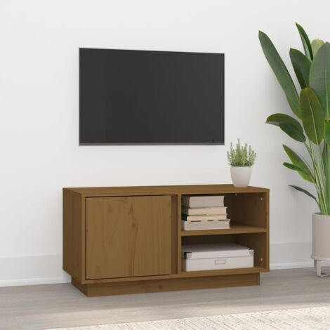 Meuble TV Marron miel 80x35x40,5 cm Bois de pin massif vidaXL (1/5)