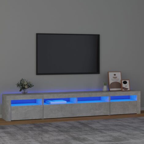 Meuble TV avec lumières LED Gris béton 240x35x40 cm vidaXL