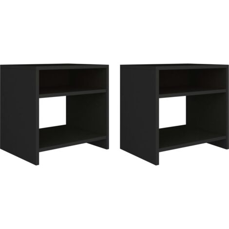 Vidaxl – Table de chevet 2 pcs noir en bois d'ingénierie – Dimensions 40x30x40 cm – Compartiment ouvert et étagère pour rangement