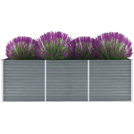 Vidaxl – Lit surélevé de jardin en acier galvanisé 240x80x77 cm – Résistant aux intempéries – Fond ouvert pour plantation facile