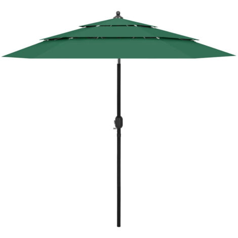 Parasol de jardin à 3 niveaux avec mât en aluminium vert 2,5 m vidaXL