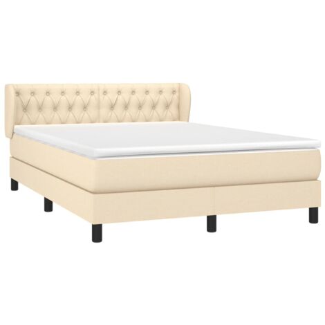 Sommier à lattes de lit avec matelas Crème 140x190 cm Tissu vidaXL (1/5)