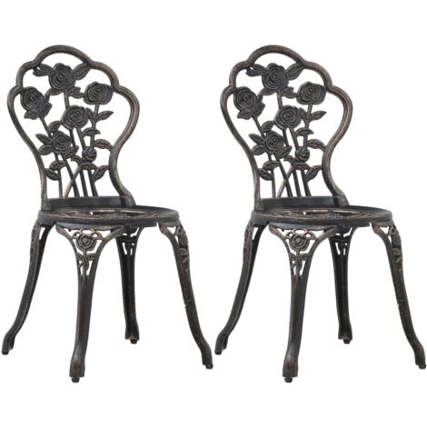 vidaXL Chaises de bistro lot de 2 Bronze Aluminium coulé (1/5)